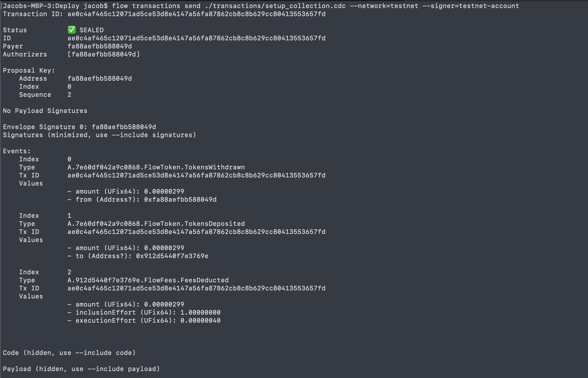 setup collection transaction